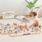 Wooden Train Set 100 Piece Toddlers Ages 1+ Eco Friendly Toy Town Comfy Cubs. Fixed Price $104.99.