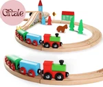 Wooden Train Set For Toddler With Double-side Tracks Fits Brio, Thomas, Me. Fixed Price $37.58.