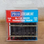 Peco SL-116 Ho Scale Code 100 To 83 Transition Track Pack Of 4 Pieces. Fixed Price $15.95.
