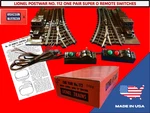 Seller Refurbished Lionel 112 Super Lh/rl Remote Switch Set Exceptional Cond. Fixed Price $248.00.