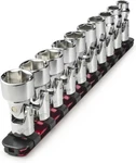 10PC 3/8" Drive Metric Flex Socket Set 19MM 6-POINT Swivel W/ Rail. Fixed Price $66.20.