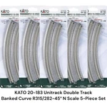 Kato 20-183 Unitrack Double Banked Curve R315/282-45 Scale 5-PIECE Set. Fixed Price $89.00.