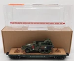 Menards 279-3384 Gauge Army Flatcar W/ Half Track #14571 Ex/box. Fixed Price $39.99.