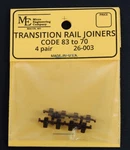 Micro Engineering 26-003 Ho Scale Transition Rail Joiners Code 83 To 70 4PAIR. Fixed Price $6.67.