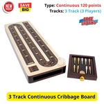 3 Track Continuous Cribbage Board Rosewood Maple Box & Brass Pegs Gift Set. Fixed Price $79.67.