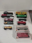 11 Ho Gauge Model Railroad Freight Cars (bachmann Tyco Crane Boxcar Caboose). Fixed Price $30.00.