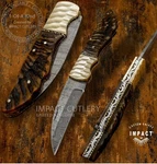 Model # 4991 By Impact Cutlery Handmade Damascus Folding Pocket Knife Slipjoint. Fixed Price $85.00.