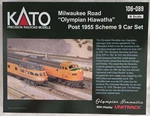 Kato Scale Milwaukee Rd Olympian Hiawatha Post 1955 Scheme Car Set 106-089. Fixed Price $235.00.