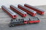 Vintage Toby Brass Ho 2-8-2 California Western Skunk Locomotive & Passenger Cars. Fixed Price $695.00.