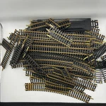 Untested - Model Train Track Lot With Curved & Straight Pieces Black Gold Plas. Fixed Price $53.95.