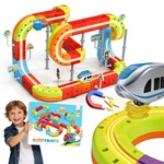 Electric Magnetic Train Toys Set- Flexible Race Track For Large, 98 PCS/2 Car. Fixed Price $61.50.
