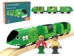 Toy Train Set For Wooden Tracks, Battery Operated 12.5 Inches, Charming Green. Fixed Price $21.49.