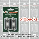 Kato 20-440 Scale Unitrack Single Straight Viaduct S62V 62MM 10-PACK. Fixed Price $85.00.