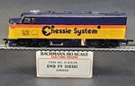 Bachmann #41-615-09 Ho Scale Chessie Emd F9 Diesel Locomotive Not Running T105. Fixed Price $19.95.