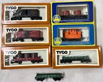 Tyco & Ahm Scale Old Time Train Cars 1860 WATER/HORSE/CABOOSE/BOX/FLAT-7. Fixed Price $55.00.