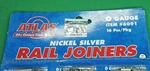 Atlas Gauge #6091 Nickel Silver Rail Track Joiners (pkg. 16). Fixed Price $5.95.
