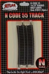 Atlas 2021 N Code 55 Track 16-1/4" Radius Half Curve PKG(6). Fixed Price $7.99.