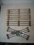 Ives Prewar Standard Gauge 3 Straights 45 Degree Tubular Track Crossing. Fixed Price $24.99.