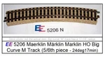 New 5206 Rklin Ho Stubby "m" Track 25 Deg Arc, Tested: Below 0.1 Ohms Ties. Fixed Price $6.22.
