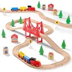 Sainsmart Jr. Wooden Train Set For Toddler Double-side Medium,. Fixed Price $27.06.