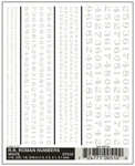 Woodland Scenics DT510 Dry Transfer Decals - Railroad Roman Numbers, White. Fixed Price $6.99.