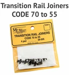 Micro Engineering 26-005 Ho Rail Joiners, Transition Code 70 To 55 (4 Pair). Fixed Price $6.25.
