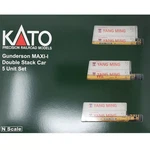 Kato 1066213 Ttx MAXI-1 5-UNIT Well Car W/ Yang Ming Containers 106-6213. Fixed Price $134.95.