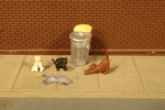 Bachmann Ho Scale City Cats With Garbage Can Figures - 6 Pieces 33107 Nib New. Fixed Price $11.20.