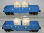 Lionel Short Gondola & 61125 Air Activated Canisters Lot Of 1956-58. Fixed Price $17.95.