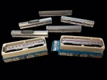 Lot Of 7 Ho Scale Amtrak Train Cars Baggage Amcoach Passenger Dining Silver Vers. Fixed Price $150.00.