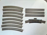 12 Pcs Tyco Track Ho (8) 18" Radius CURVE+(3) 9" STRAIGHT+(1) Terminal-brass-ec. Fixed Price $7.49.