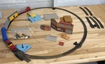 Bachmann Ho Scale Model Train Lot Santa Fe Locomotive Cars Track Accessories. Fixed Price $40.00.