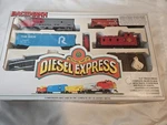 Bachmann Diesel Express Ho Starter Lighted Locomotive Box Car Caboose Track. Fixed Price $60.00.